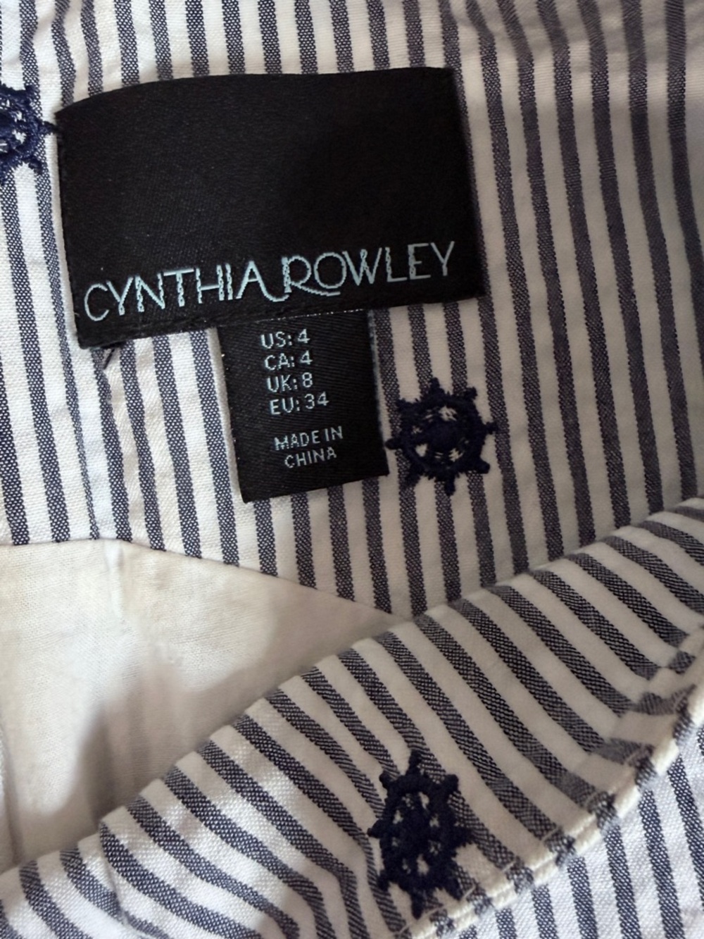 Cynthia Rowley Navy and White Striped Dress